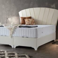 alp jasmine bedding upholstered stitched platform bed double queen king size bed set with base, mattress in box and headboard