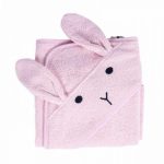 Cigit Kids Cotton Pink Bath Towel with Rabbit Ears for Girls