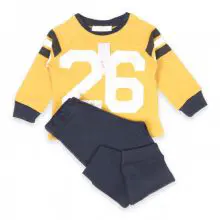 Cigit Kids Printed Baby Pajamas Set 0-4 Years - Mustard Color