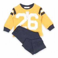 Conjunto de pijama de bebé estampado cigit kids 0-4 años - color mostaza