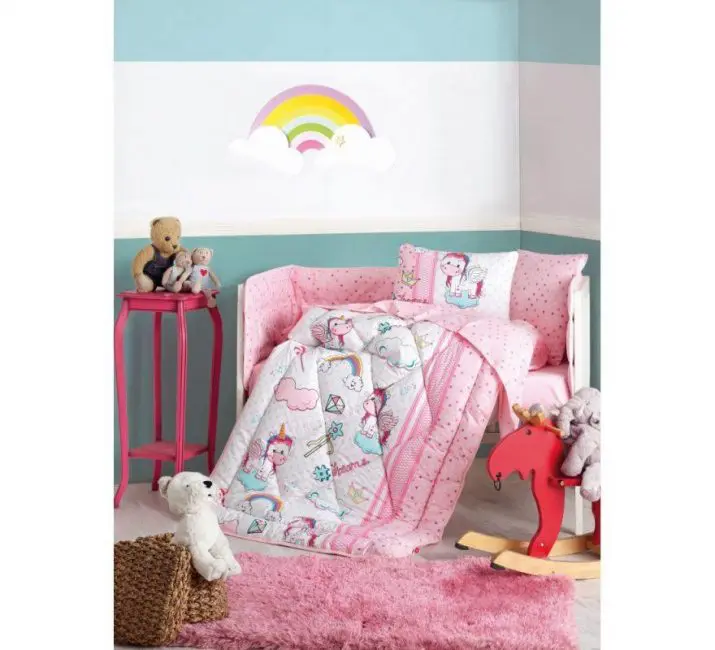 cotton box unicorn pink baby sleep set
