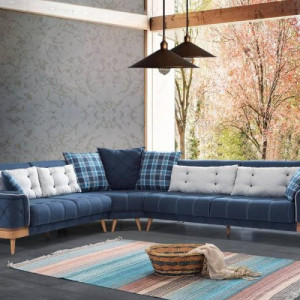 Şiptar Modern Cotton Corner Sofa 
