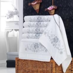 Karacan Home Textile Embroidery Hand Towels 4 From Turkey karacan home textile embroidery hand towels