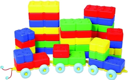 Premium Kids Jumbo Building Blocks Set With Pull-Along Toy Trolley – 40-Piece From Turkey king kids br 7030 arabali tugla 40 parca z