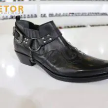 etor обувки каубойски уестърн мъжки боти до глезена от естествена кожа 2021 г.