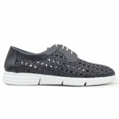 molyer navy blue hand knit casual shoes