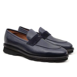 Ανδρικά παπούτσια Molyer Navy Blue Loafer Suede