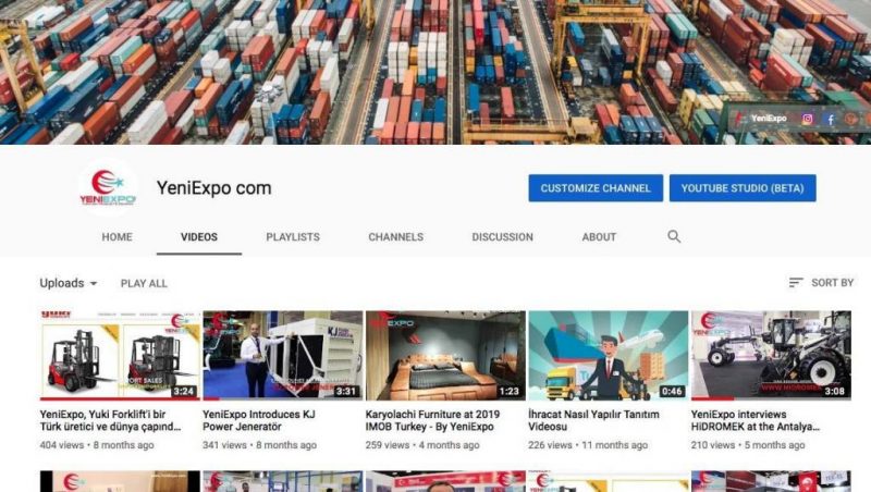 youtube channel for yeniexpo videos and trade shows