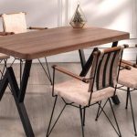 Seferay Bodrum Kitchen Dining Metal Wooden Table Set