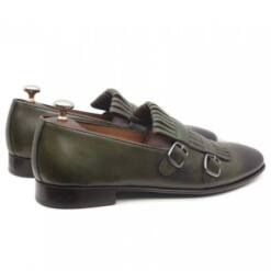 molyer hand painting double buckle loafer leather sole men shoes