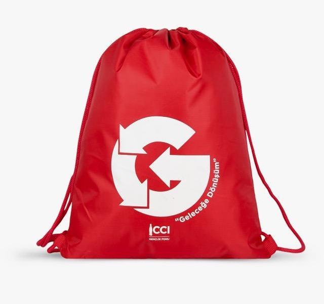 Cinar promotional advertising exhibition rucksacks flap mouth ruffled backpacks bags