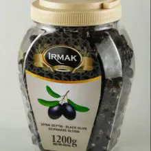 Irmak Black Table Pickled Olive 3XS M 1200 g in Plastic Jar