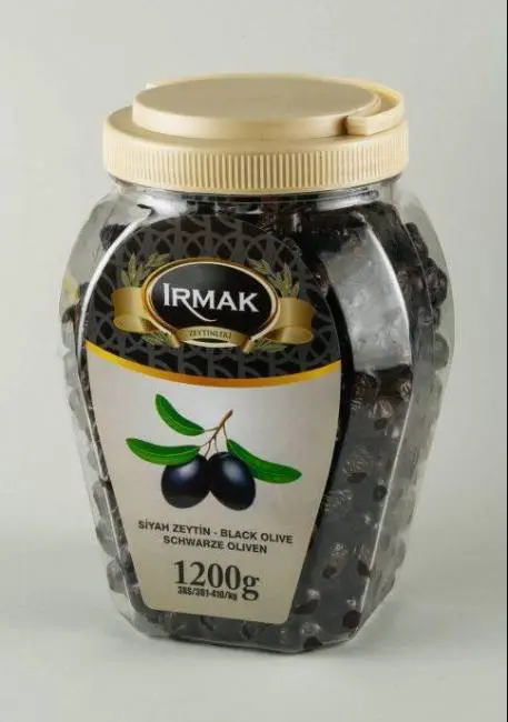 irmak black table pickled olive 3xs m 1200 g in plastic jar