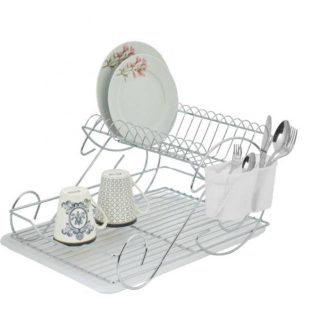 Kiwa Metal Bade 2 Tier Plate Drying Drainer Rack Chrome Plate...