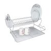 Kiwa metal love 2 tier plate drying drainer rack chrome plated with drain board and cutlery basket