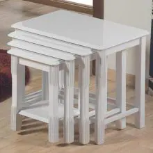 Özmalatyapazariaslanサイドエンドコーヒースナックセット4つの白い積み重ね可能なテーブルリビングルーム