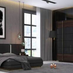 fidanoglu velar wood furniture queen bed with 2 nightstands, dresser, mirror, wardrobe 6 piece bedroom set