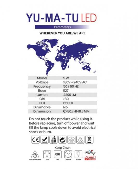 Yumatu 20w e27 white led light bulb 2200 lumens