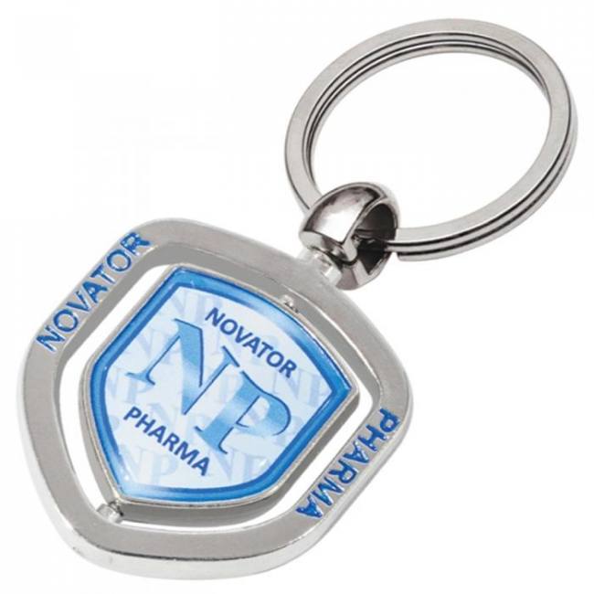Alcan promotion corporate brand logo 3d custom rotating spinning advertising promotional metal keychain
