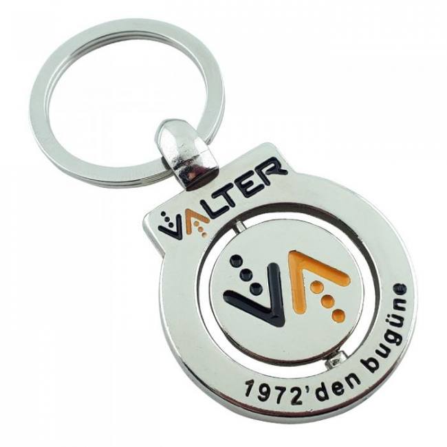 Alcan promotion 3d custom rotating spinning advertising promotional metal corporate logo keychain