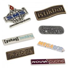 alcan promotion corporate brand logo 3d custom advertising promotional metal marking labels tags