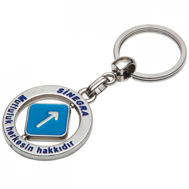 Alcan promotion 3d custom rotating spinning promotional metal corporate logo keychain