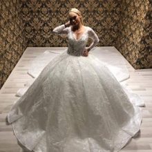 Maya Moda Fabric Embroidered Lace Wedding Ball Gown Dress