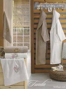 Berberler Rebeka Men Women 100% Turkish Cotton Bath Robe Bathrobe Bornoz and Towel Set Funda