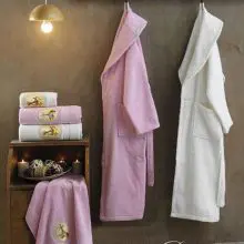 Berberler Rebeka Men Women 100% Turkish Cotton Bath Robe Bathrobe Bornoz and Towel Set Paris