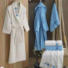 Berberler Rebeka Men Women 100% Turkish Cotton Bath Robe Bathrobe Bornoz and Towel Set Nalan