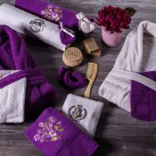 berberler rebeka 男式女式浴袍 Bornoz 和毛巾套装 100% 土耳其棉花卉