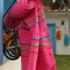Berberler Fundochi 100% Turkish Peshtemal Cotton Towel Pink Green 70 × 160 cm 380gr