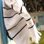 Berberler Loincloth 100% Turkish Cotton Towel 70 × 160 cm 380gr Peshtemals White Black Stripped