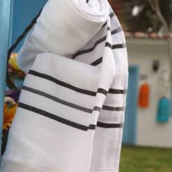 berberler loincloth 100% turkish cotton towel 70 × 160 cm 380gr peshtemals white brown stripped