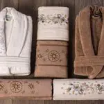 Berberler Rebeka Mens Women Bathrobe Bornoz and Towel Set Turkish Cotton Designer