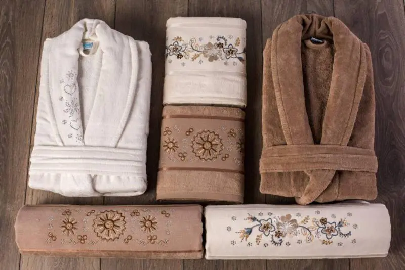 Berberler rebeka mens women bathrobe bornoz and towel set turkish cotton designer