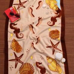 Berberler-Strandtücher aus 100 % türkischer Baumwolle, 160 cm x 80 cm – 60 x 30 cm in Muscheln