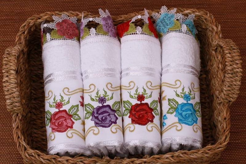 Berberler berra bathroom decorative hand towels embroidered towel turkish cotton pack of 6 – 30 x 50 cm aqua