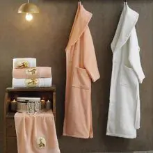Berberler Rebeka Men Women 100% Turkish Cotton Bath Robe Bathrobe Bornoz and Towel Set Masal