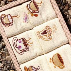 berberler berra bathroom decorative hand towels  guest towel turkish cotton pack of 6 coffee