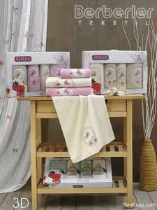 Berberler Textile Berra 100% Turkish Cotton Bath Hand Face 4 Towels Towel Set Collection