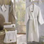 Berberler Rebeka Men Women 100% Turkish Cotton Luxury Bath Robe Bathrobe Bornoz and Towel Set Derya
