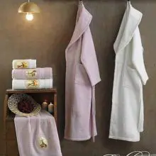 Berberler Rebeka Men Women 100% Turkish Cotton Bath Robe Bathrobe Bornoz and Towel Set Eyfel