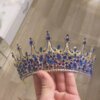 gelin kristal taç yapay elmas düğün diamante altın taç