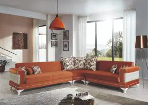 卡萨里斯三件式转角组合沙发床，带客厅家具套装玛瑙