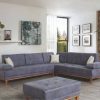 Cassalis三件式转角组合沙发，带大通客厅家具套装，镶钻