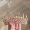 gelin kristal taç yapay elmas düğün diamante altın taç