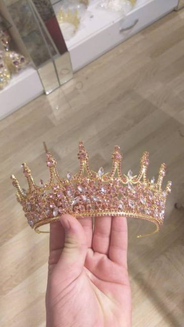 Bridal tiara crystal rhinestone wedding diamante gold crown
