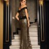Название товара wholesale Maya Moda с открытыми плечами и блестящими полосками, длинное вечернее платье русалки