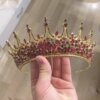 gelin kristal taç yapay elmas düğün diamante altın taç